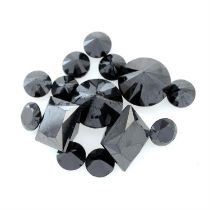 Fourteen vari-shape black gems, weighing 20.29ct