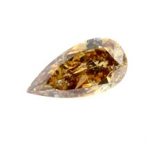 A pear shape fancy yellow brown diamond, weighing 0.52ct