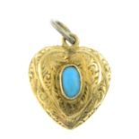 A late Victorian turquoise heart-shape pendant.