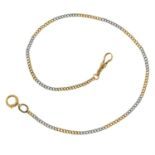 A mid 20th century gold curb-link Albert chain.