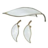 A mid 20th century Scandinavian silver and enamel leaf brooch, with matching earrings,