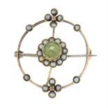 A late Victorian peridot and split pearl floral brooch.