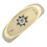 A 9ct gold star-set diamond band ring.