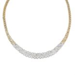 A 9ct gold pavé-set diamond heart motif necklace.