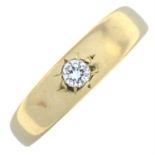 A gentleman's mid 20th century 18ct gold old-cut diamond band ring.