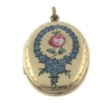 An early 20th century 9ct front and back enamel floral locket.