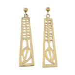 A pair of 9ct gold openwork drop earrings.