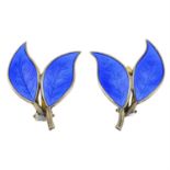 A pair of enamel clip-on earrings, by David Andersen.