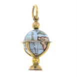 A late 19th century to early 20th century 9ct gold spinning globe charm/pendant.