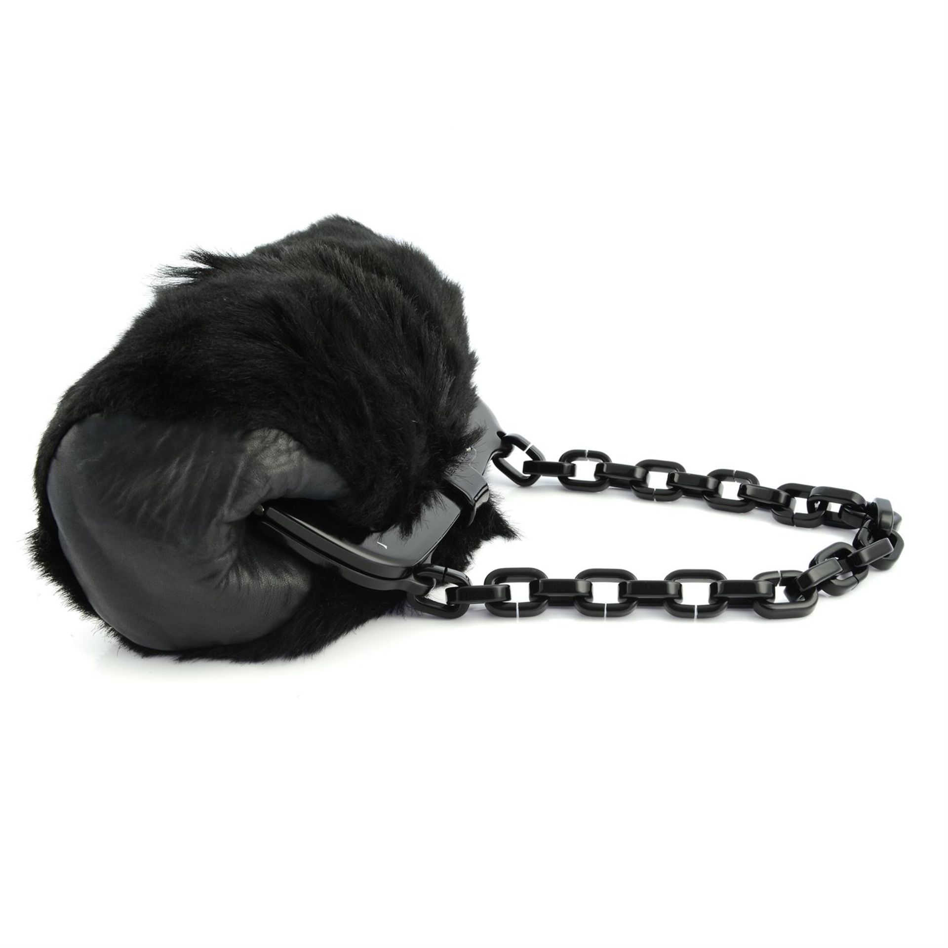 CHANEL - a black goat hair frame bag. - Image 2 of 5