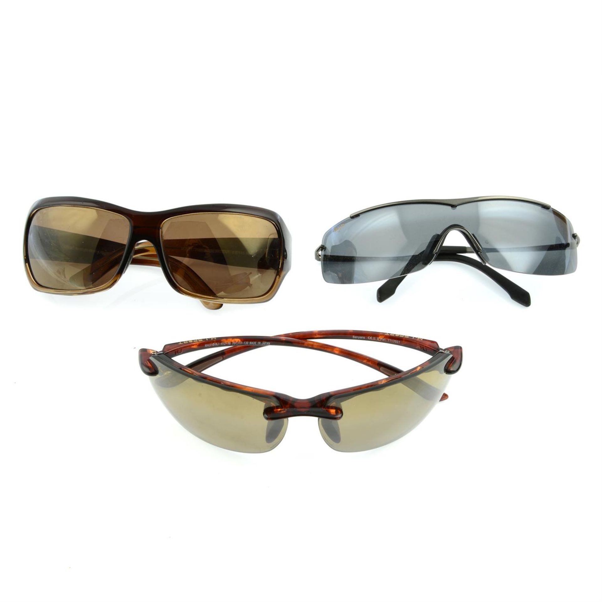 MAUI JIM - three pairs of designer sunglasses.