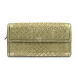 BOTTEGA VENETA - a metallic leather long flap wallet.