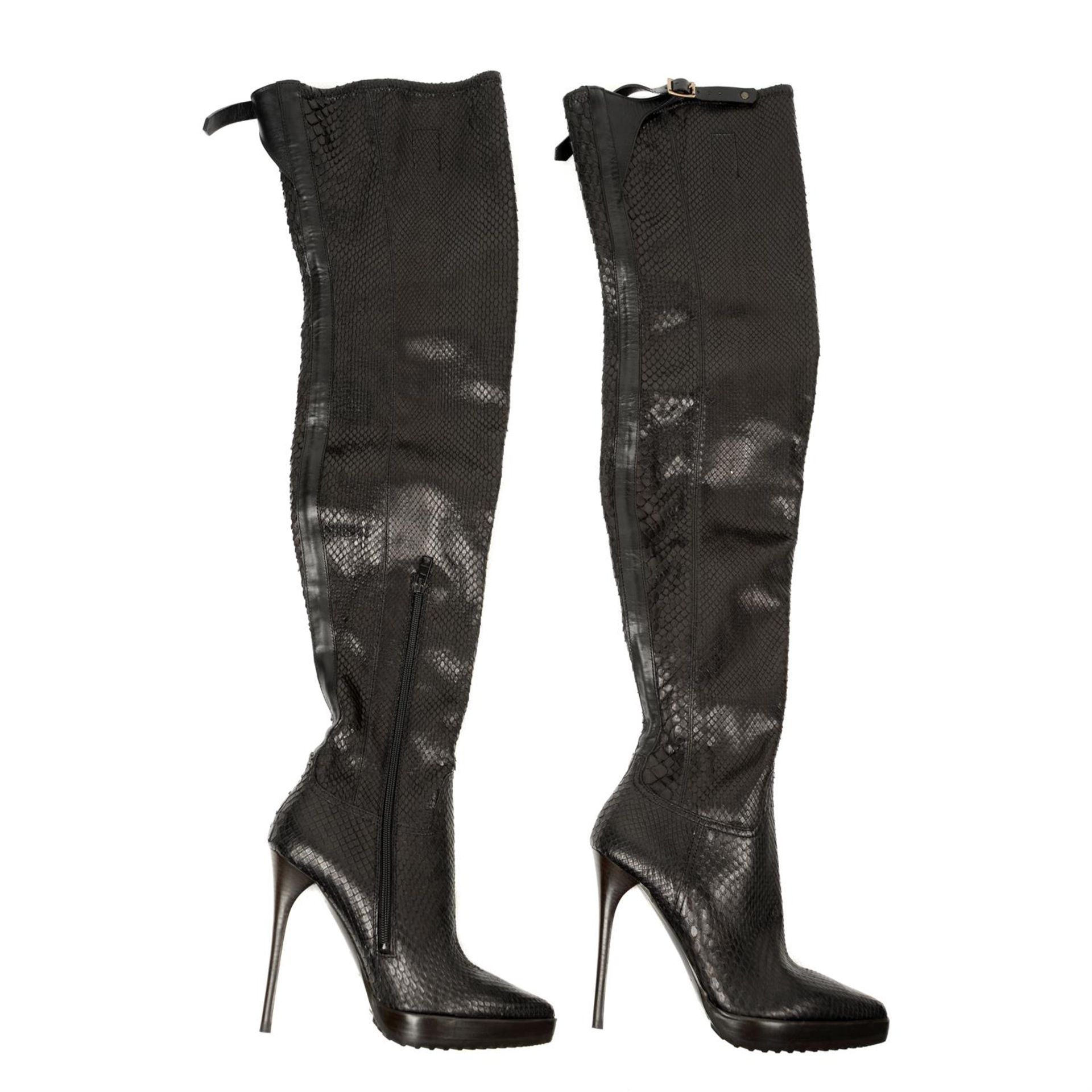 BURBERRY - a pair of Calvary black python thigh high boots. - Image 2 of 3