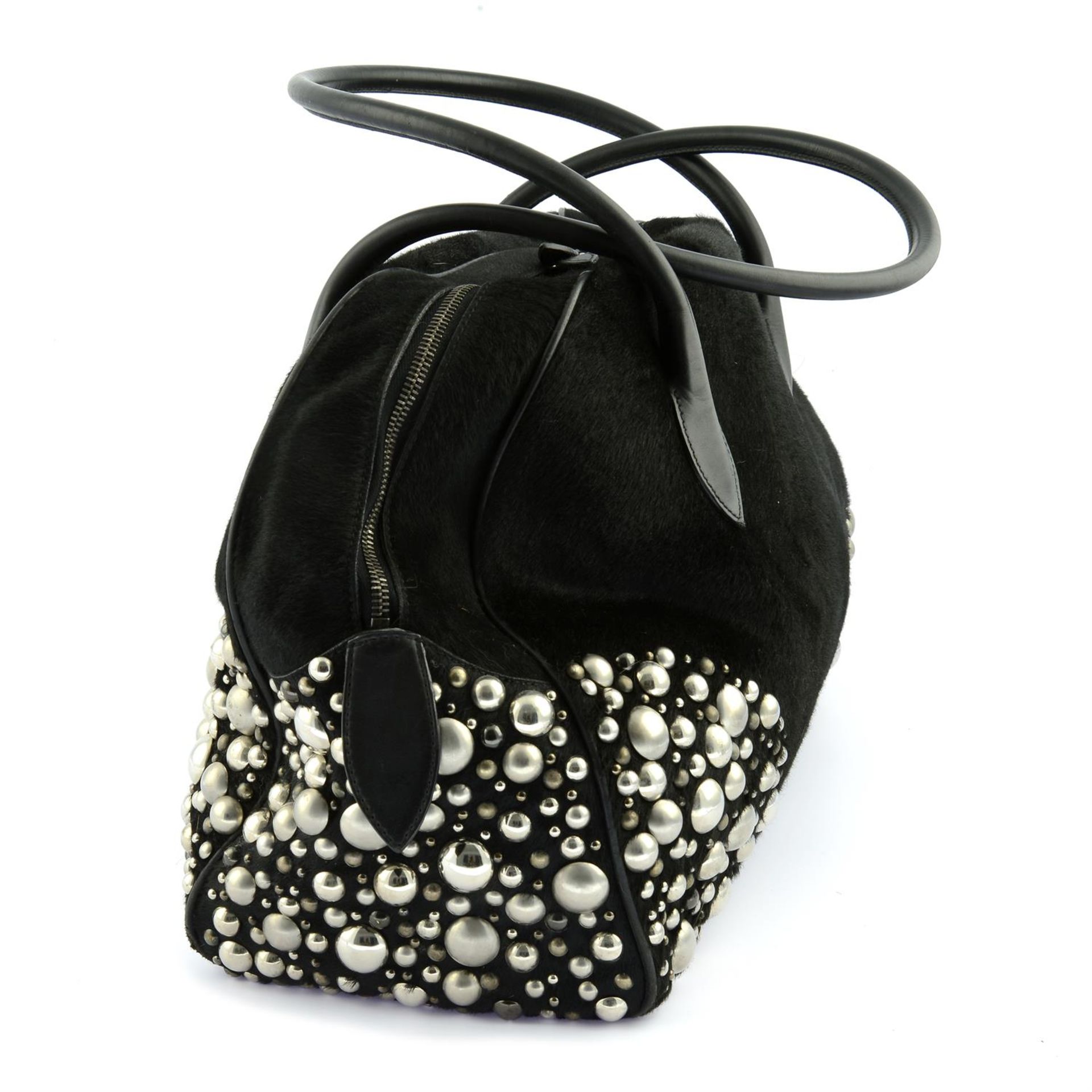 ALAÏA - a studded black Pony fur holdall. - Image 3 of 6