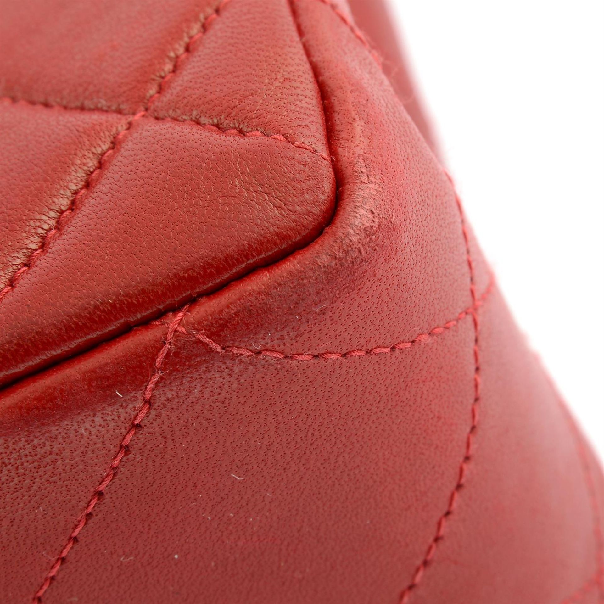 CHANEL - a red lambskin leather Jumbo flap handbag. - Image 5 of 6