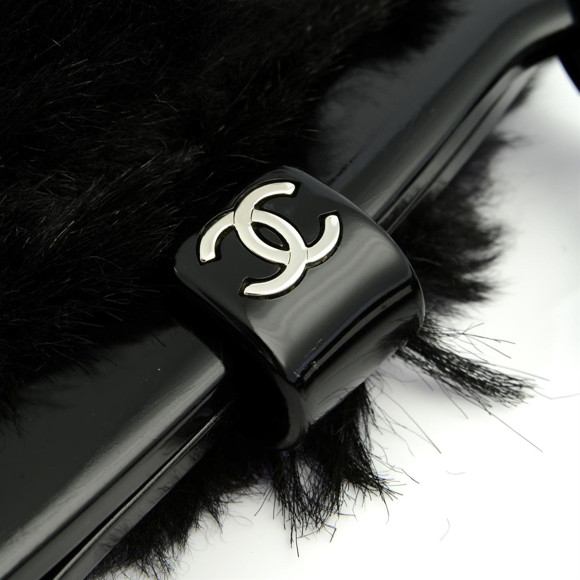 CHANEL - a black goat hair frame bag. - Image 4 of 5