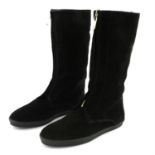 BURBERRY - a pair of black suede Stanmore fold over snow boots.