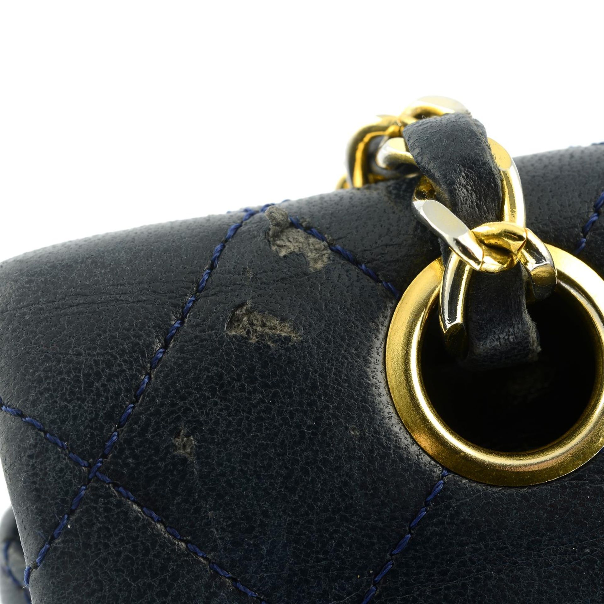 CHANEL - a blue lambskin leather double flap handbag. - Image 5 of 8