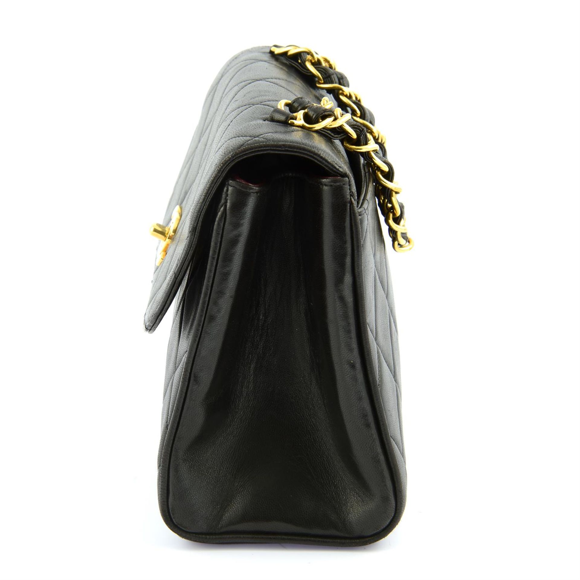 CHANEL - a black lambskin leather top handle single flap handbag. - Image 3 of 5