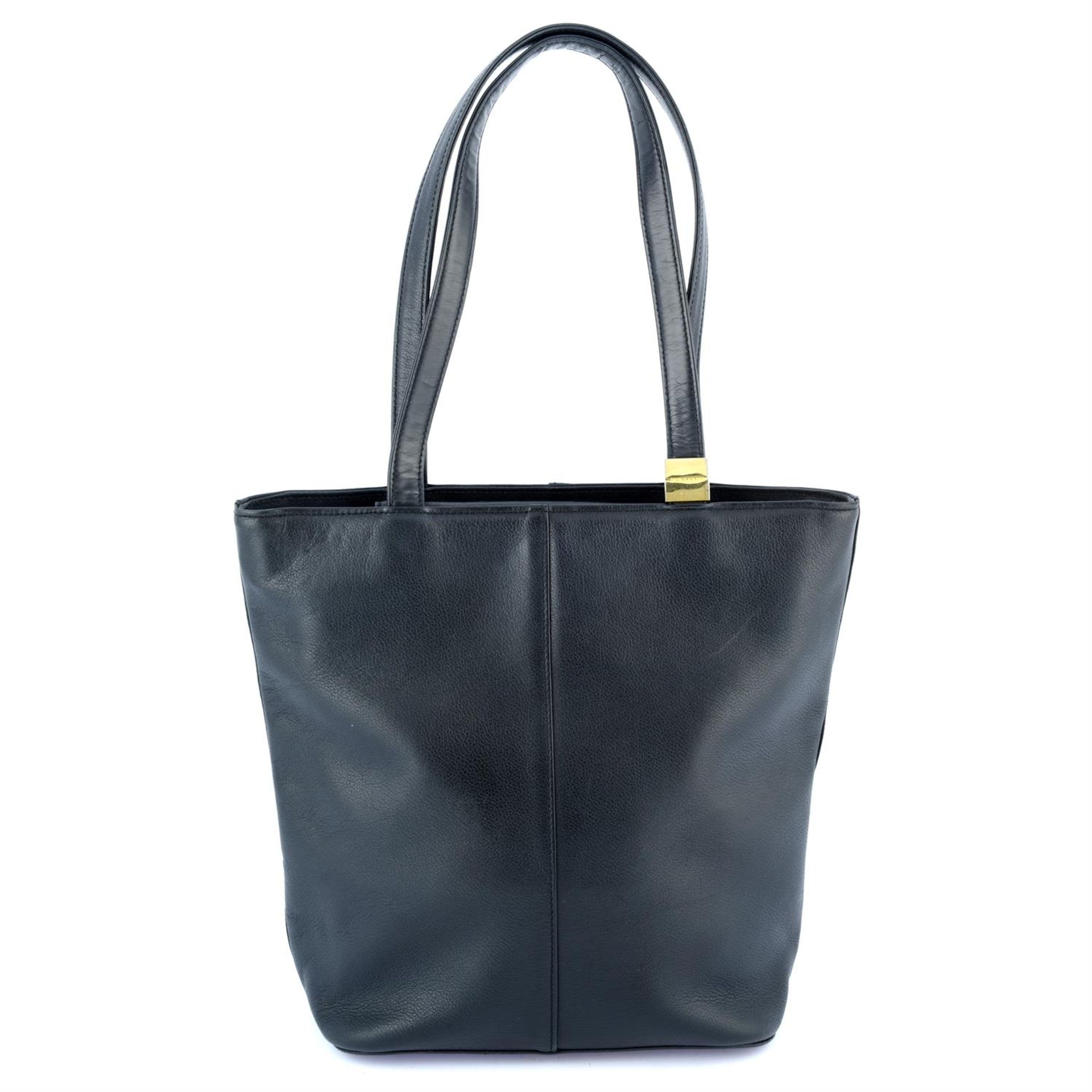 BURBERRY - a black leather tote.