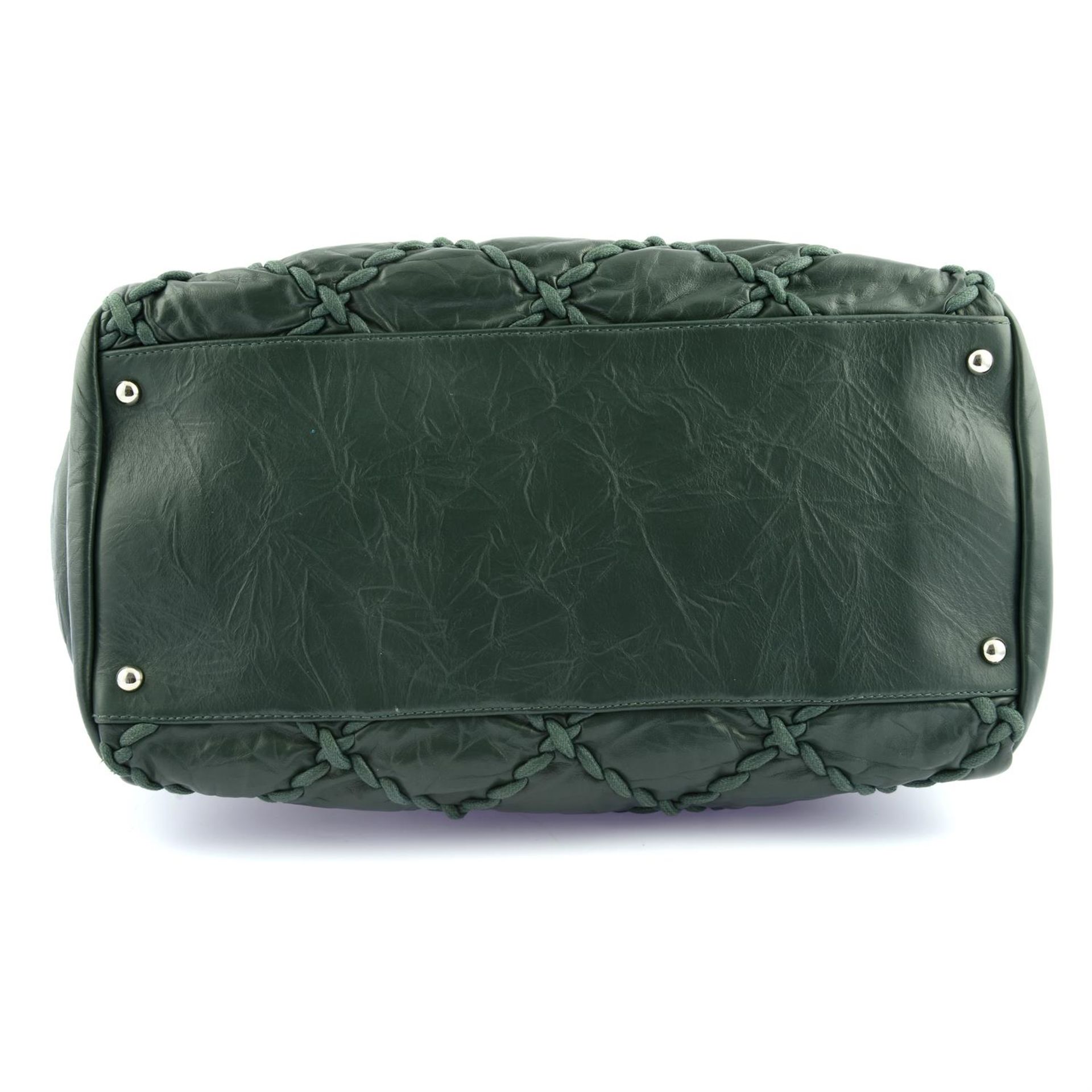 CHANEL - a green crinkled leather Ultra stitch bowling bag. - Image 4 of 4