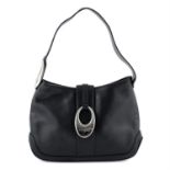 BULGARI - a black leather shoulder bag.