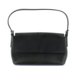 BURBERRY - a black leather rectangular shoulder flap bag.