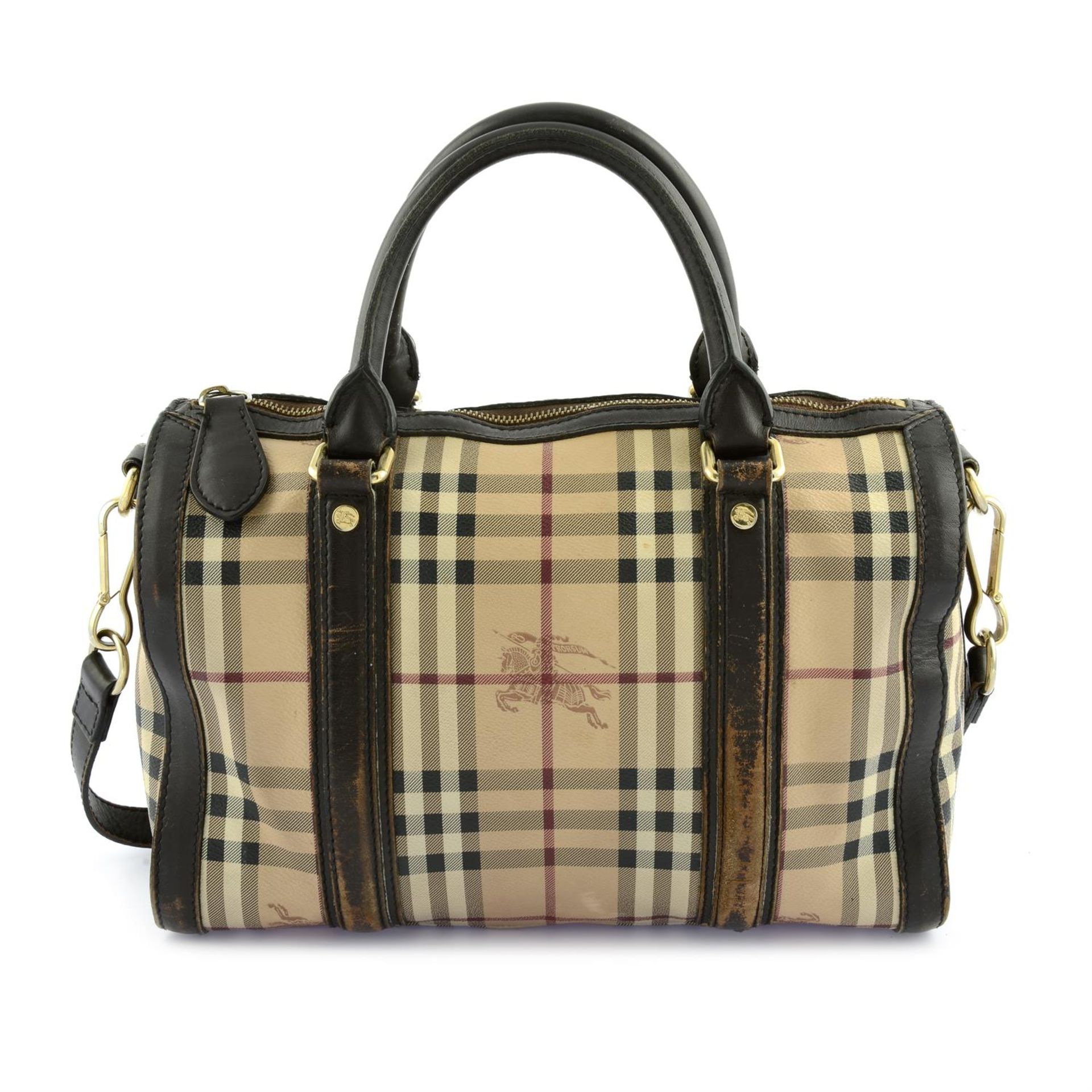 BURBERRY - a Haymarket check bowling bag.