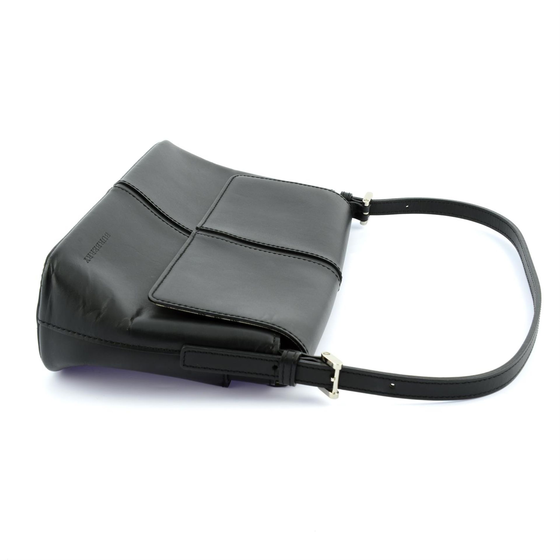 BURBERRY - a black leather rectangular shoulder flap bag. - Image 3 of 4