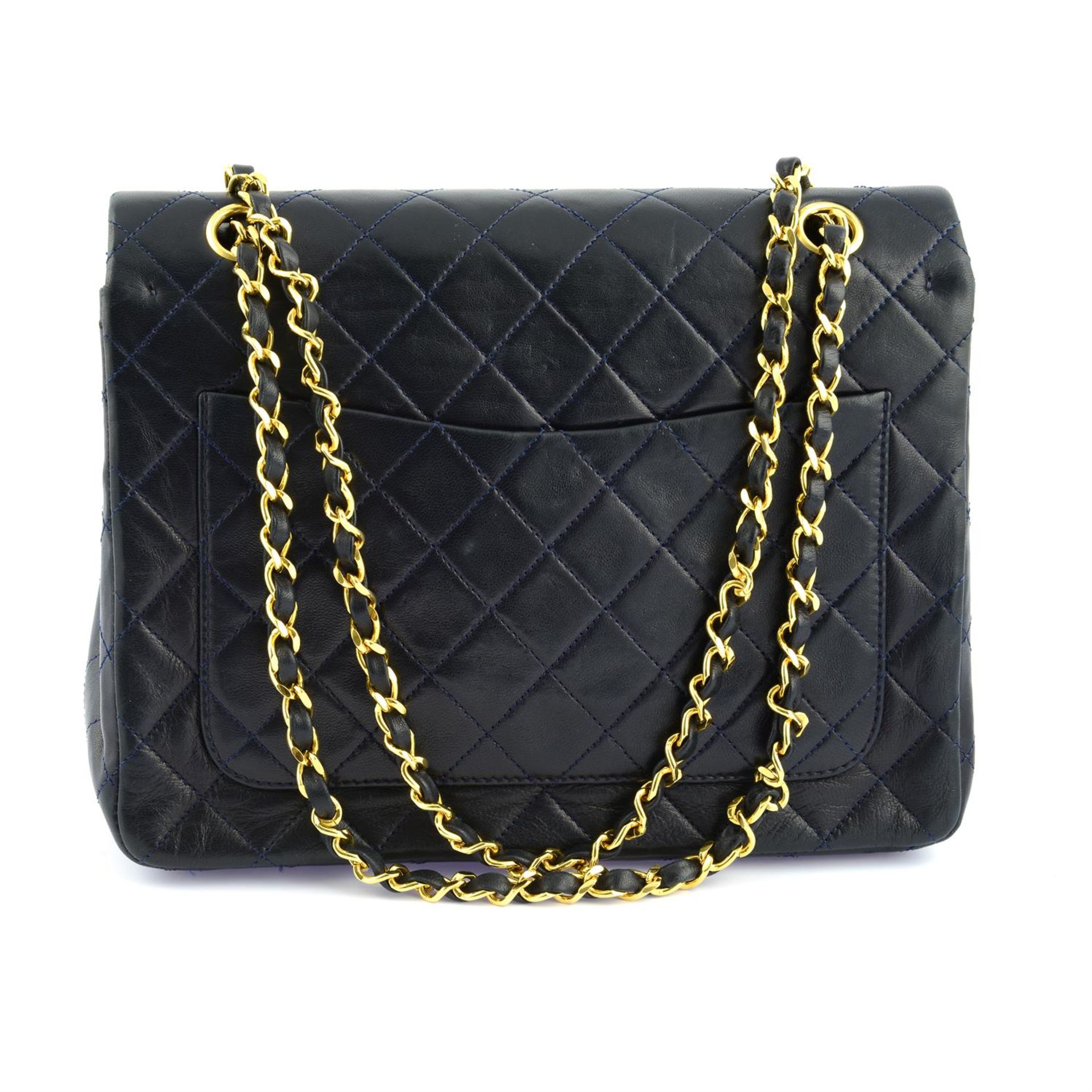 CHANEL - a navy lambskin leather classic double flap handbag. - Image 2 of 4