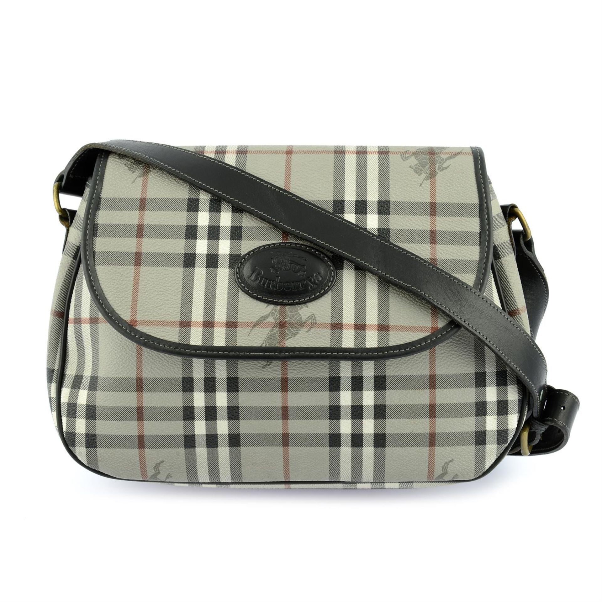 BURBERRY - a grey Nova check satchel.