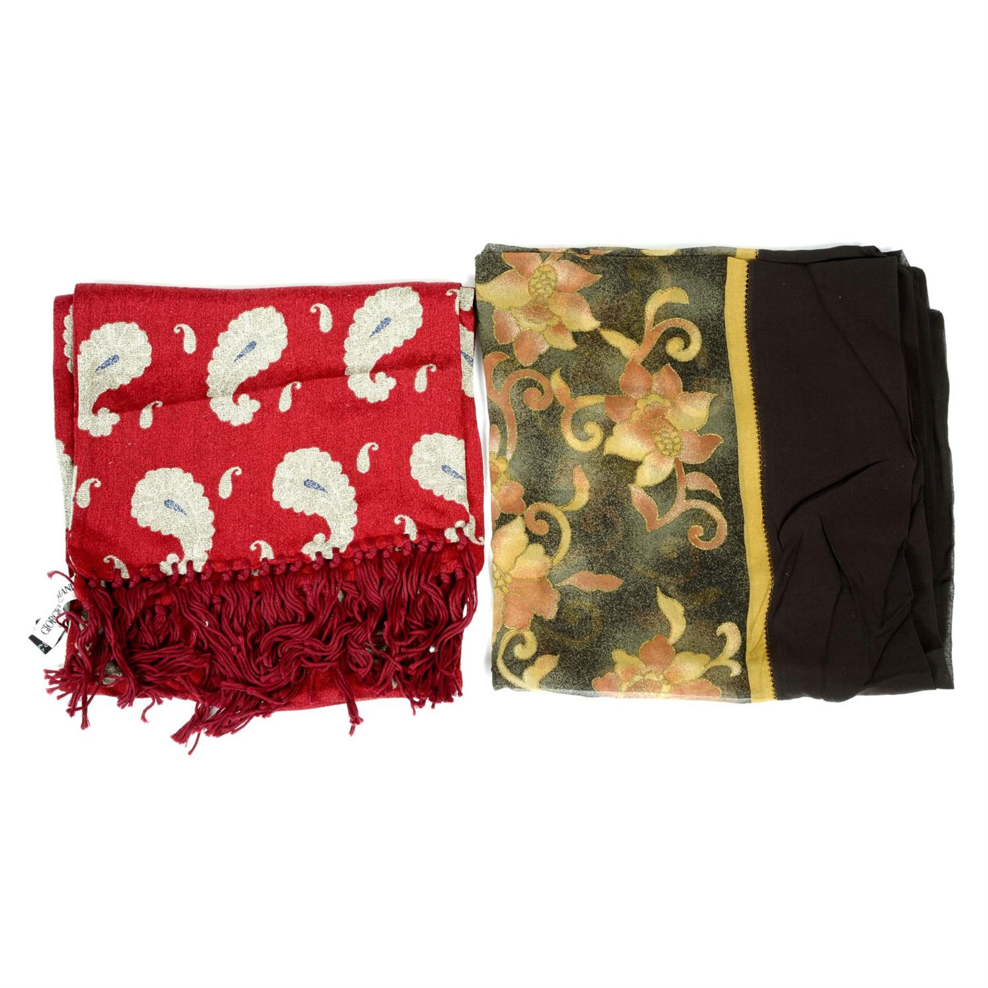 ARMANI - two silk scarves.