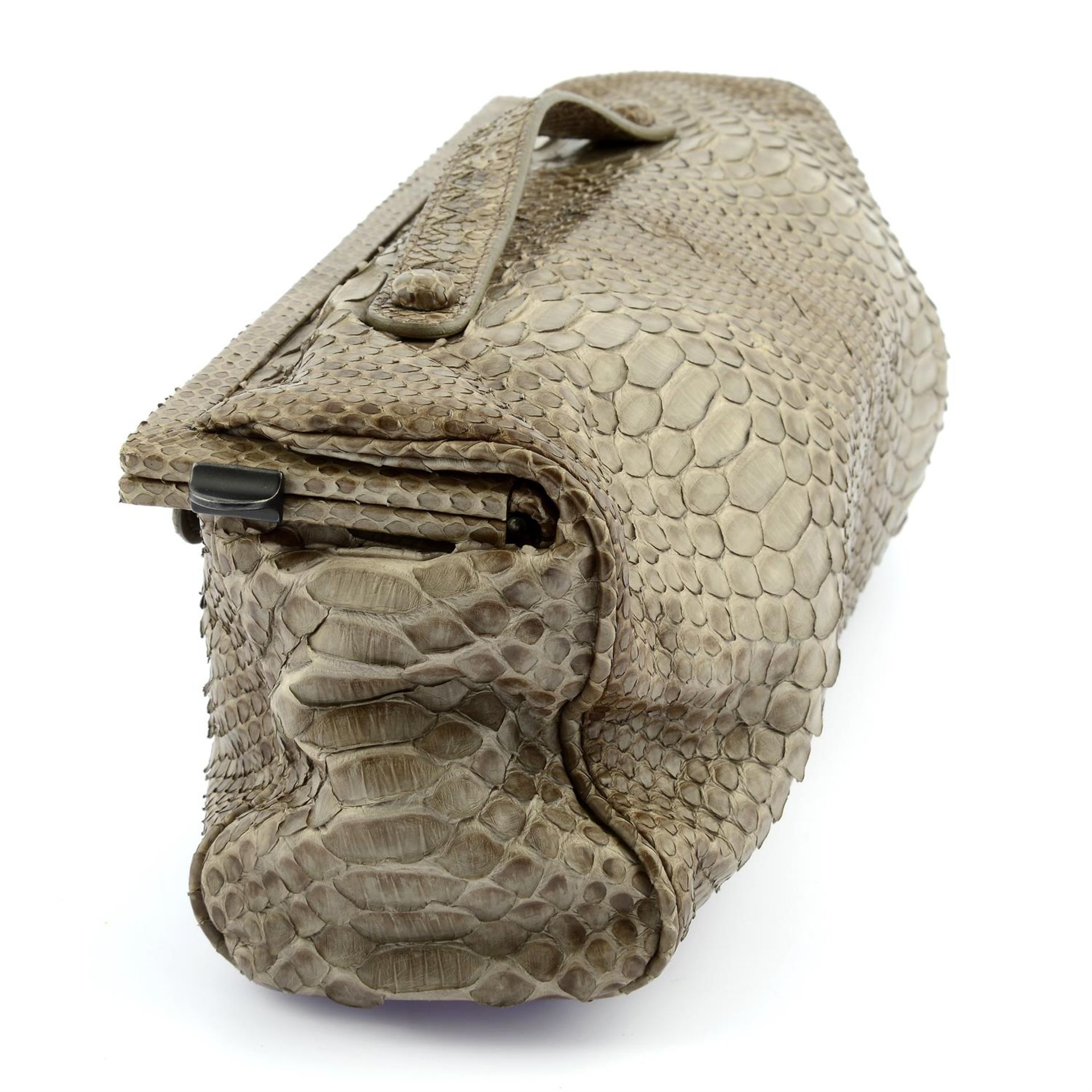 BOTTEGA VENETA - a brown Python leather clutch bag. - Image 3 of 4