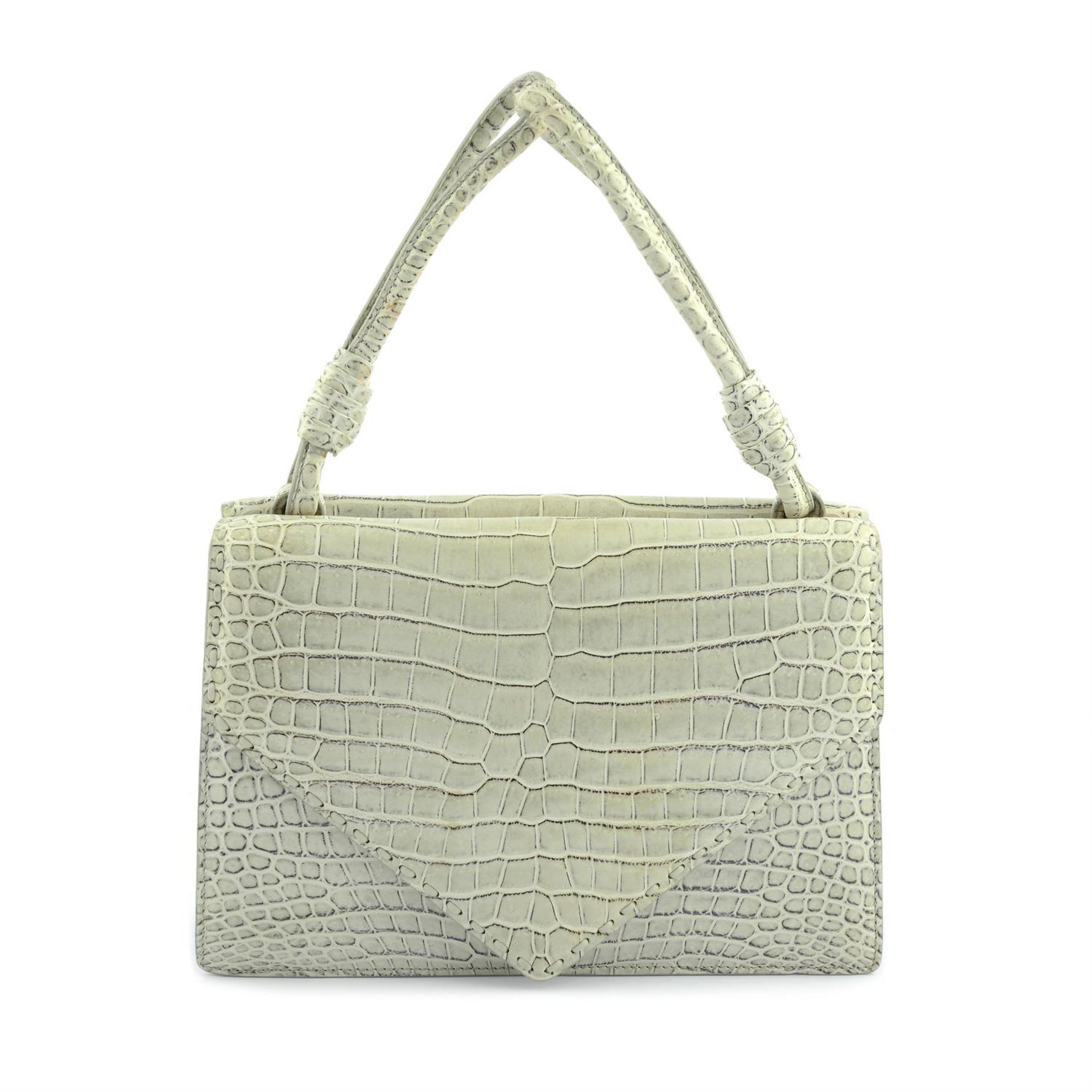 BOTTEGA VENETA - a small light beige Chene Crocodile leather Piano handbag.