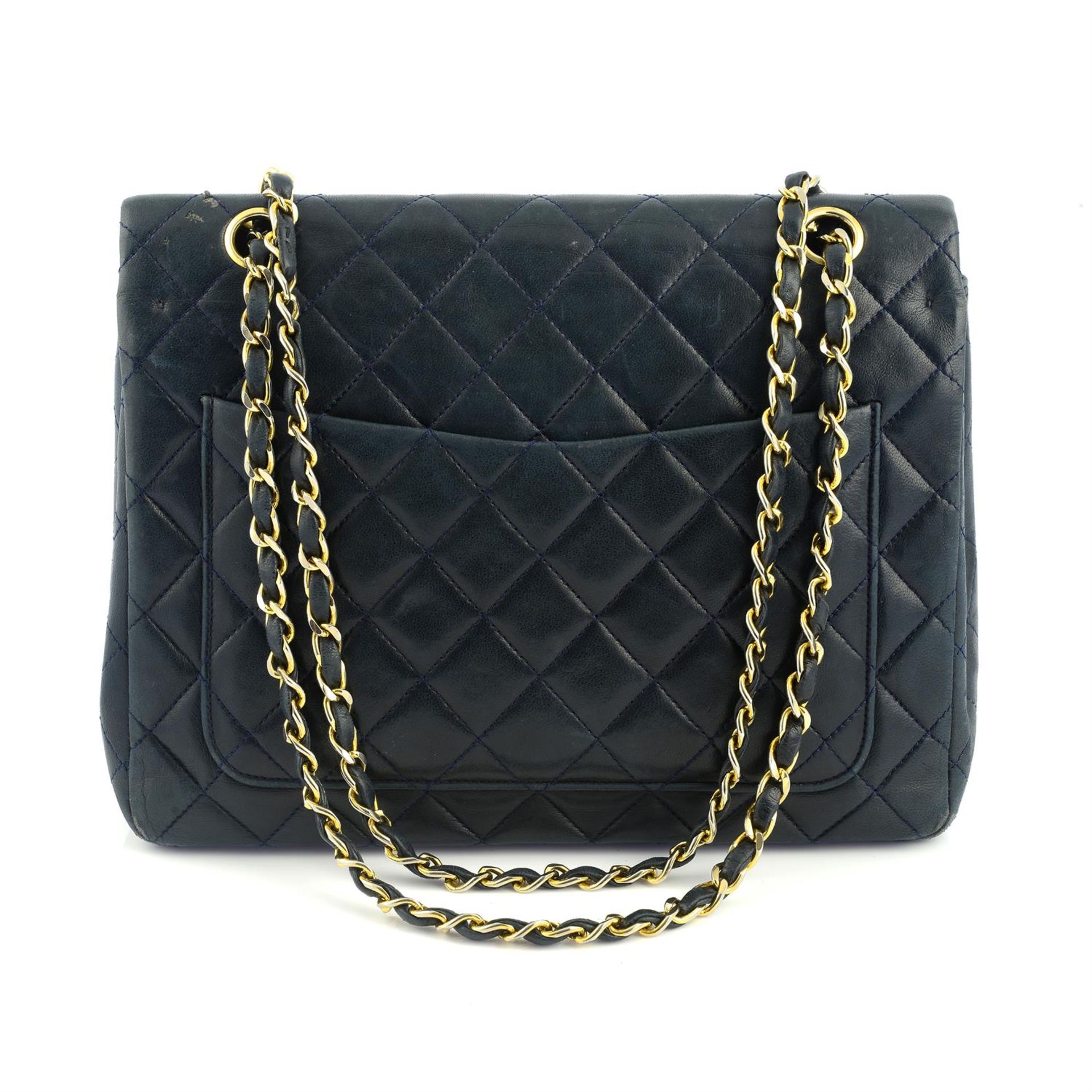 CHANEL - a blue lambskin leather double flap handbag. - Image 2 of 8