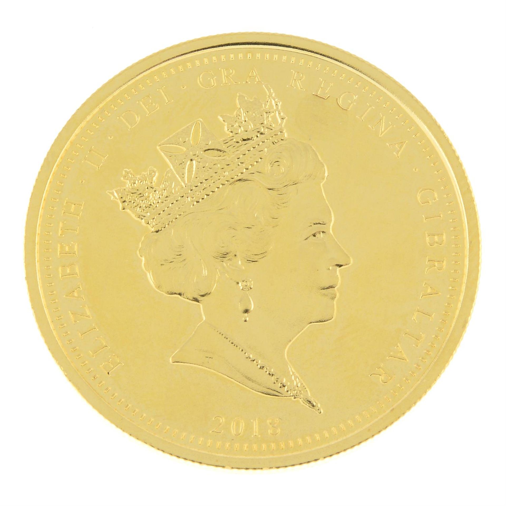 Gibraltar, Elizabeth II, gold commemorative Double-Sovereign 2018.