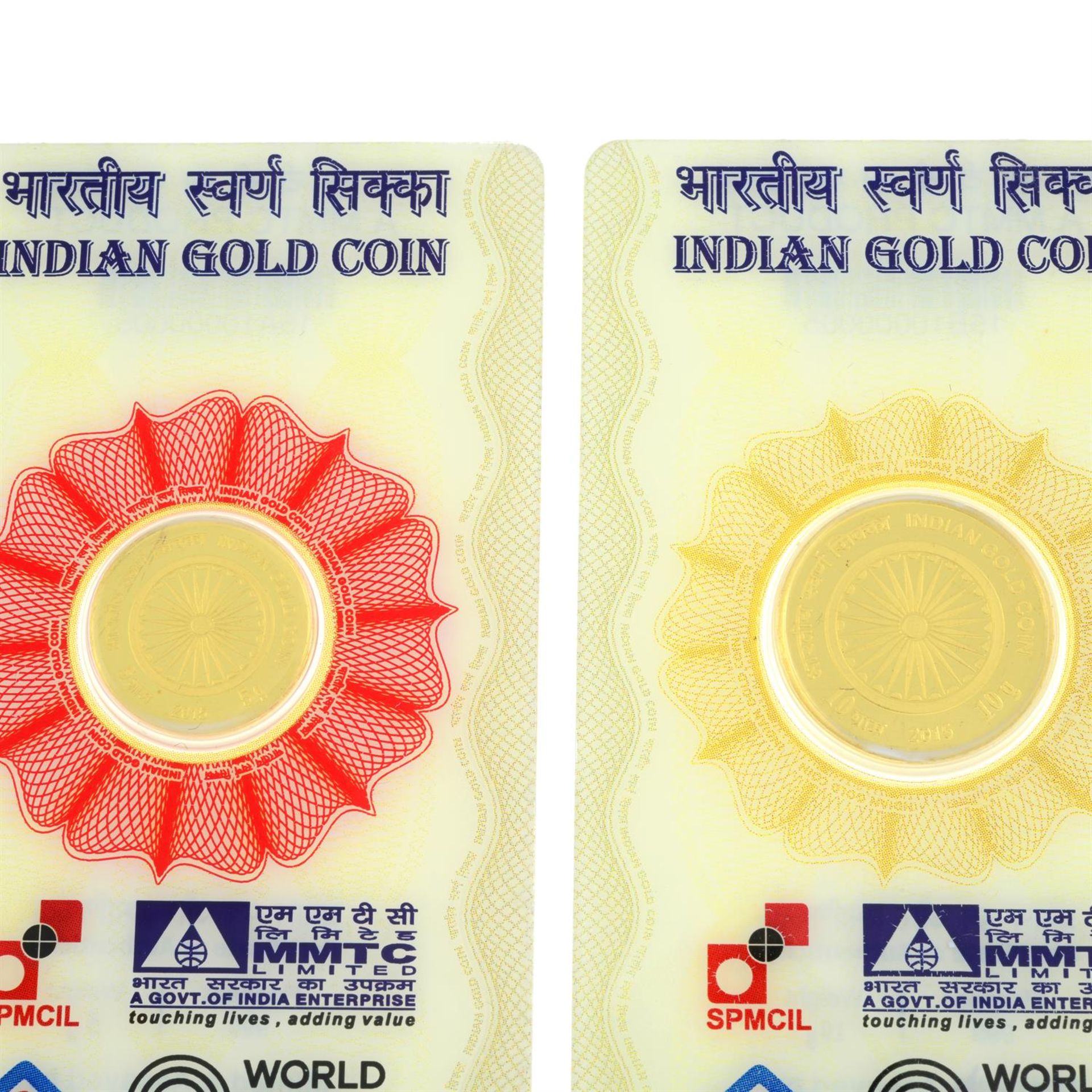 India, Mahatma Ghandi, commemorative fine gold proof coins 2015. (2). - Image 2 of 3