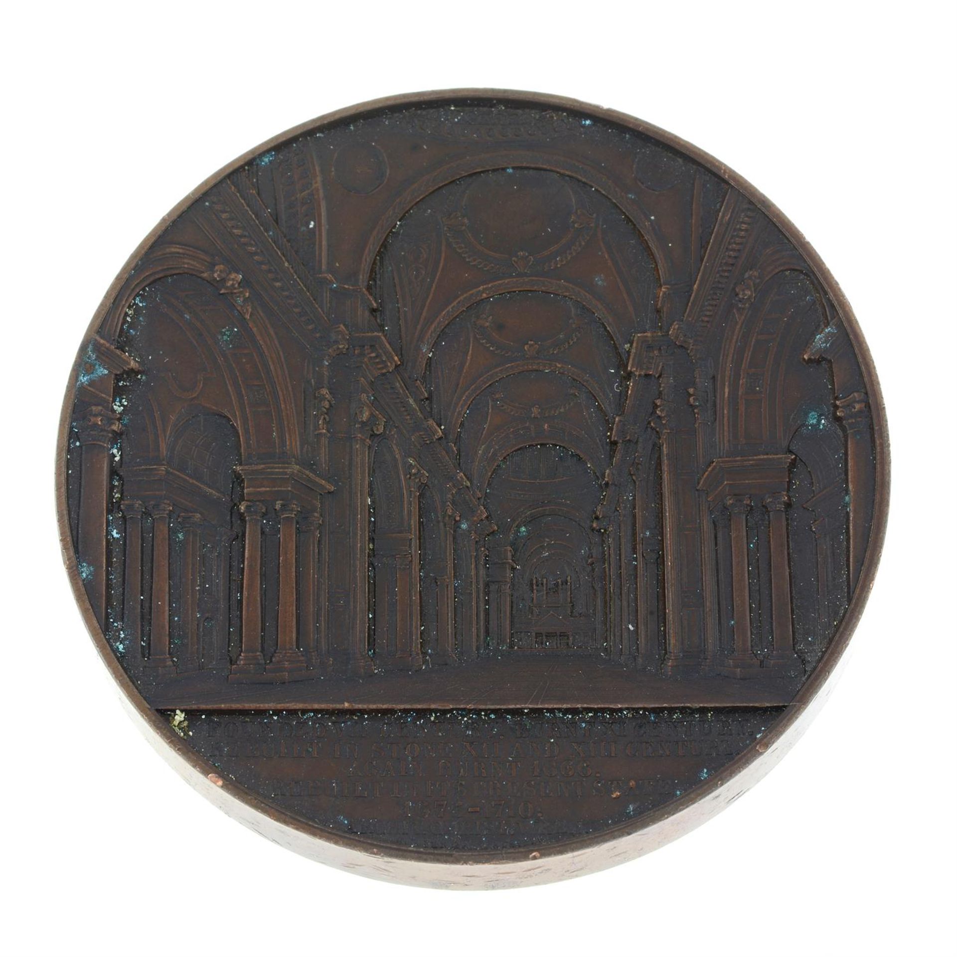 St Paul’s Cathedral, bronze medal circa 1855 by J Wiener. - Image 2 of 3