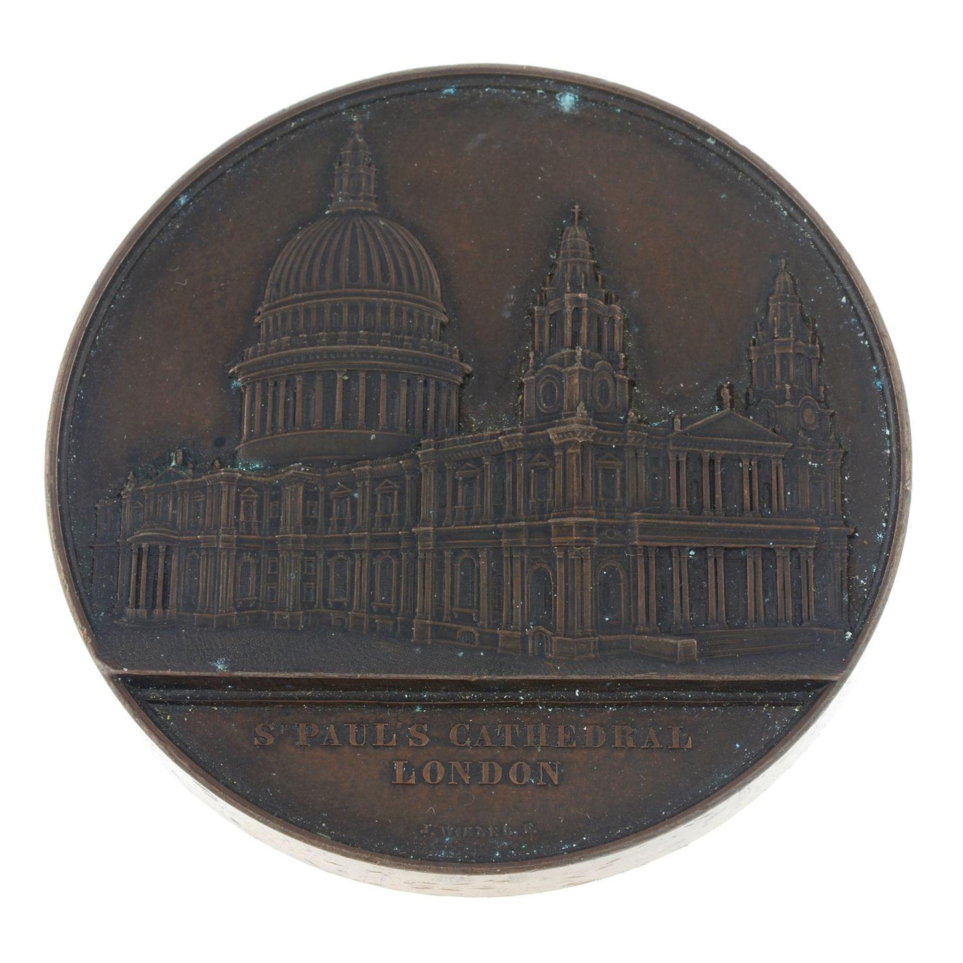 St Paul’s Cathedral, bronze medal circa 1855 by J Wiener.