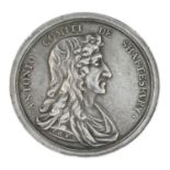 Earl of Shaftesbury Acquitted of High Treason 1681, silver medal by George Bower.