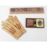 A small, mixed lot of collectors items, to include Oriental nut panels, a case containing