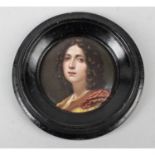 A small selection of assorted items, to include a portrait miniature, a 19th century embroidered