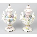 A selection of assorted items, to include a hand painted porcelain table, a pair of lamp bases,