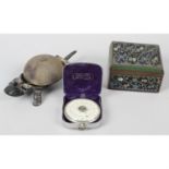 A mixed selection of assorted items, to include a cloisonné box, a tortoise bell,