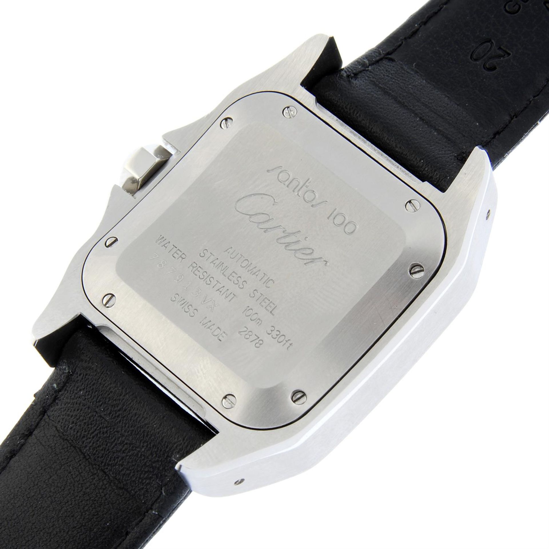 CARTIER - a stainless steel Santos 100 wrist watch, 33x33mm. - Image 4 of 4