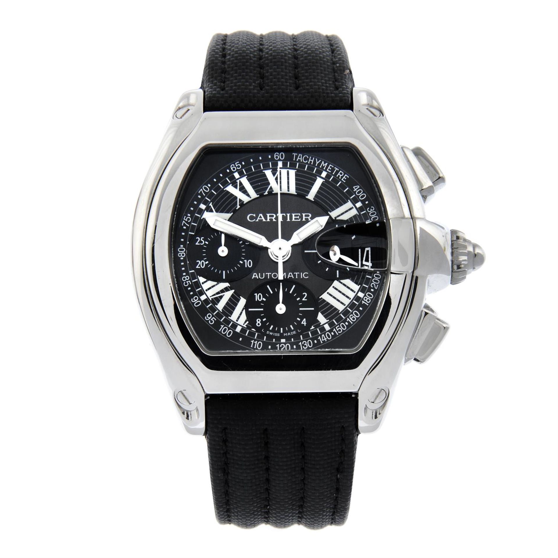 CARTIER - a stainless steel Roadster chronograph wrist watch, 40mm.