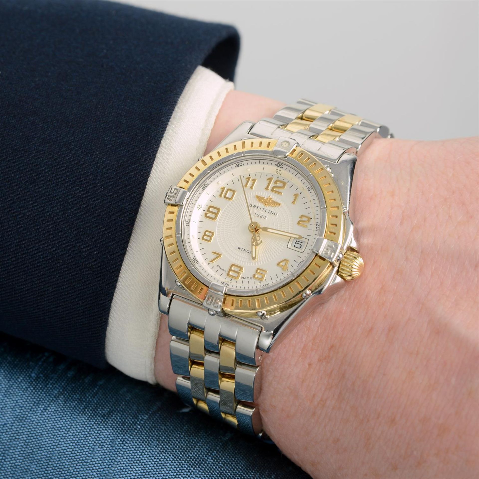 BREITLING - a bi-colour Wings Lady bracelet watch, 30mm. - Image 5 of 6