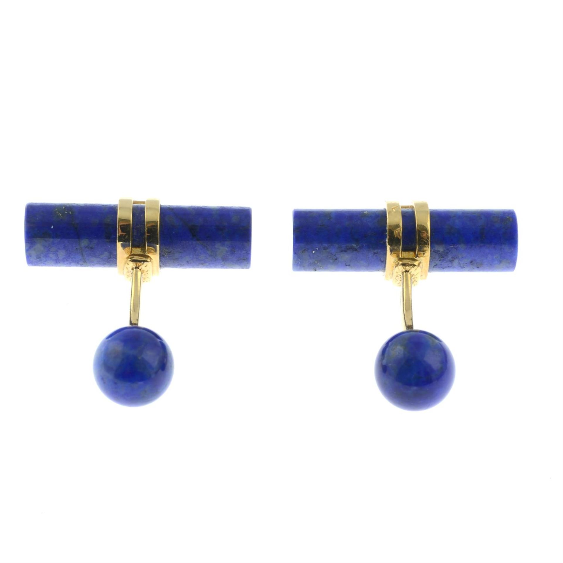A pair of lapis lazuli cufflinks, by Hermès. - Image 4 of 4