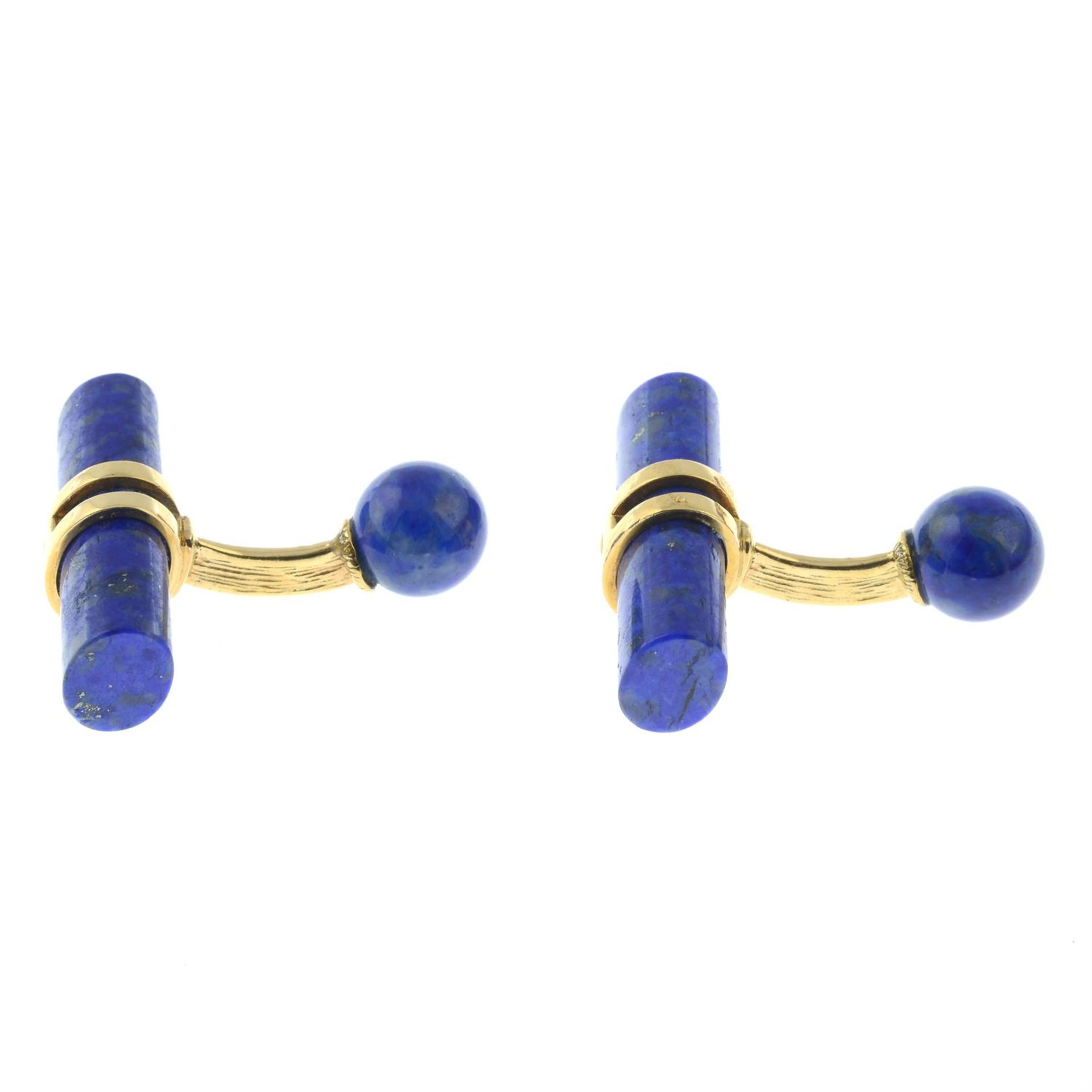 A pair of lapis lazuli cufflinks, by Hermès. - Image 3 of 4