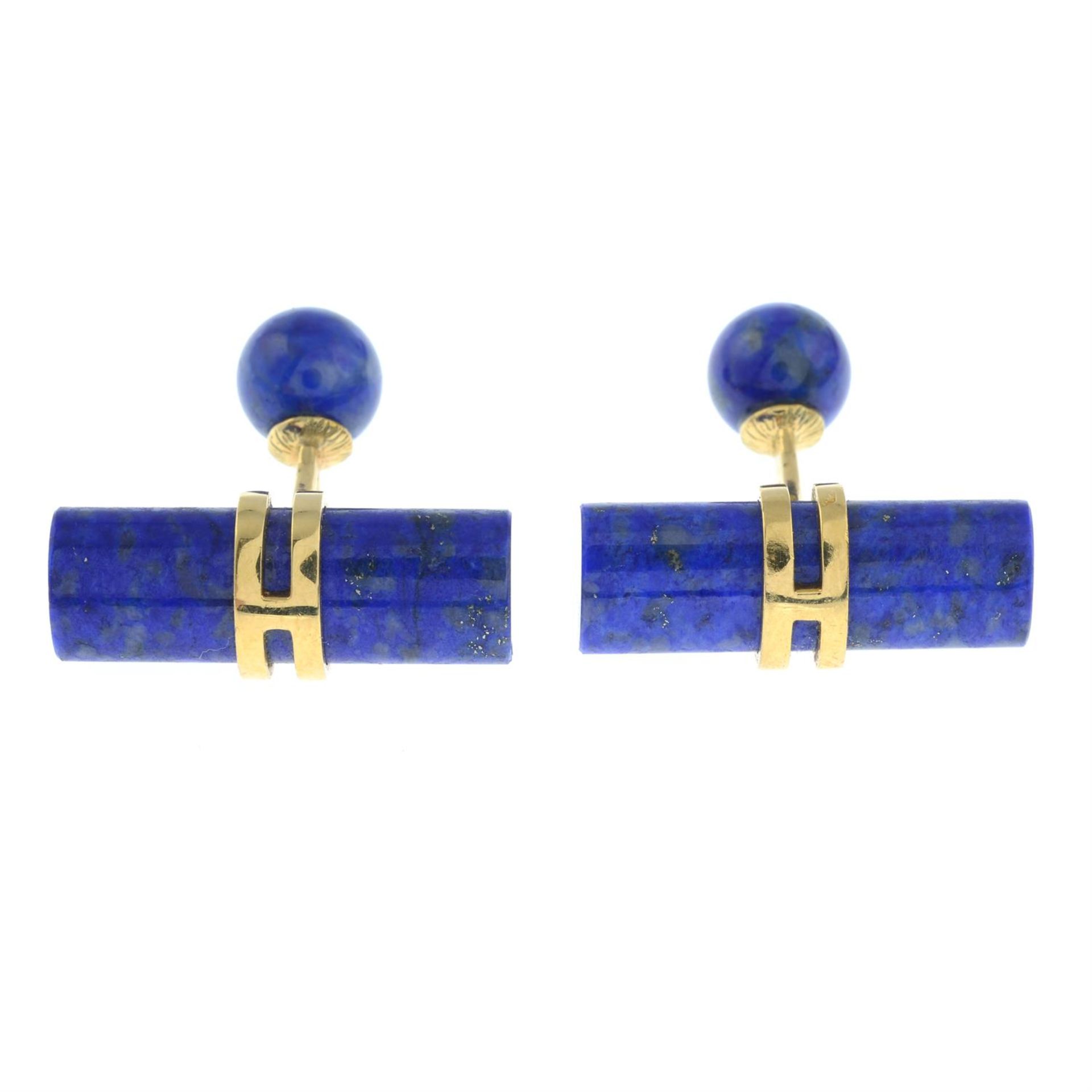 A pair of lapis lazuli cufflinks, by Hermès. - Image 2 of 4